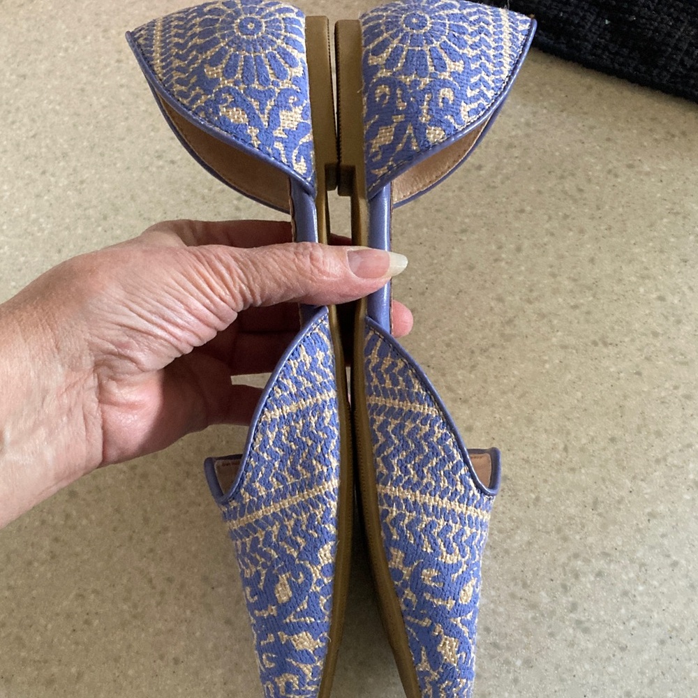 Soft Surroundings Intricate Blue and Cream Loafers - Picture 9 of 9